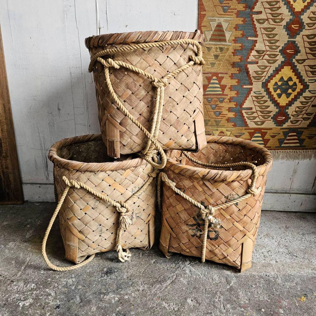 【o-073/k】籠3点 古道具 アンティーク 収納