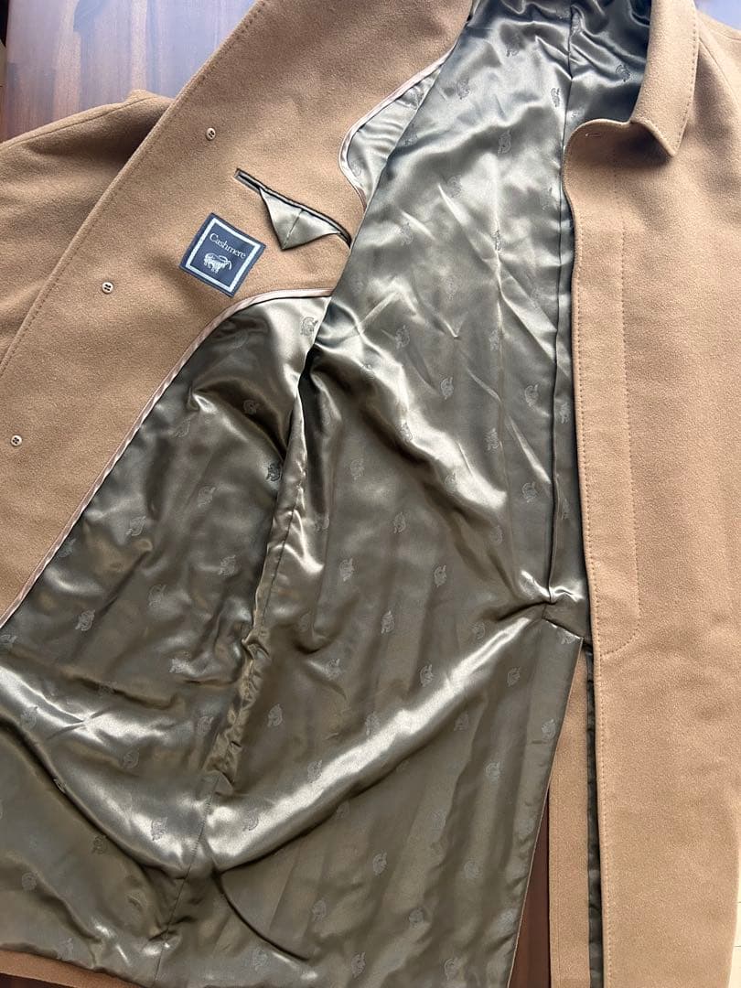 Cashmere カシミヤ100 日本製 ステンカラー ロングコート キャメル