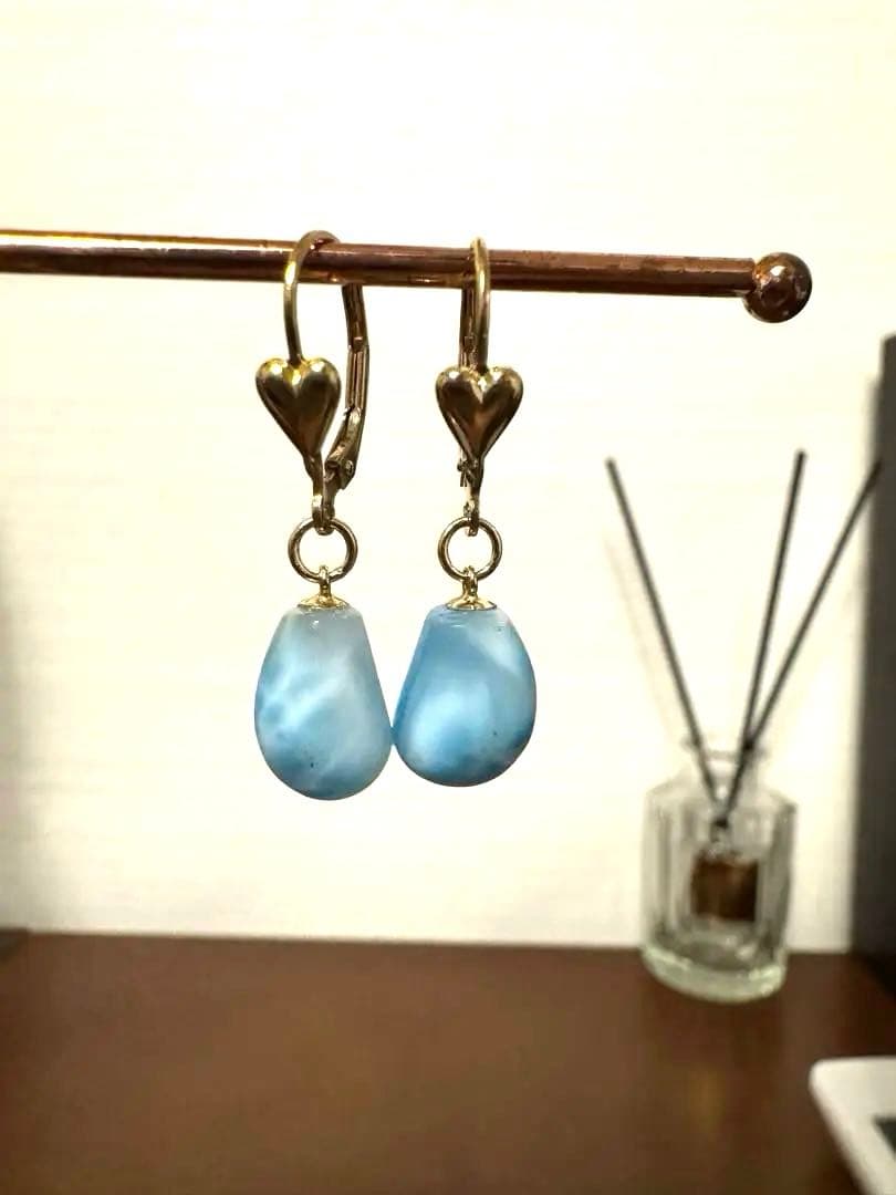 高品質ラリマー ピアス