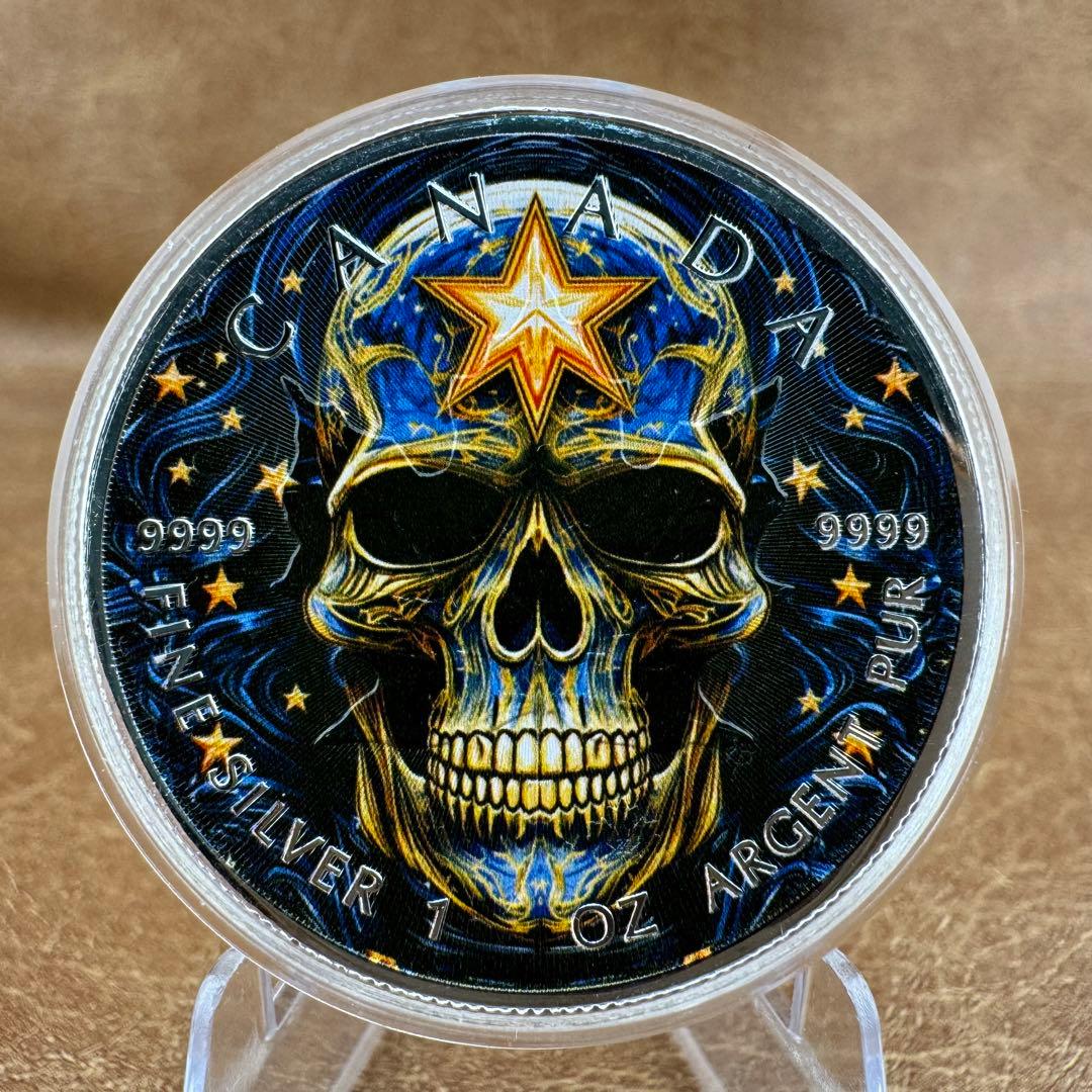 【世界100枚限定！】カナダ メイプルリーフ 銀貨 カラー スタースケルトン