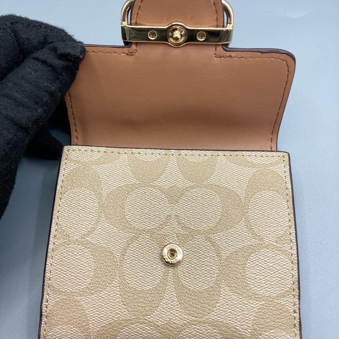 値下げ　未使用 COACH コーチ 三つ折財布 シグネチャー　ミニ ウォレット