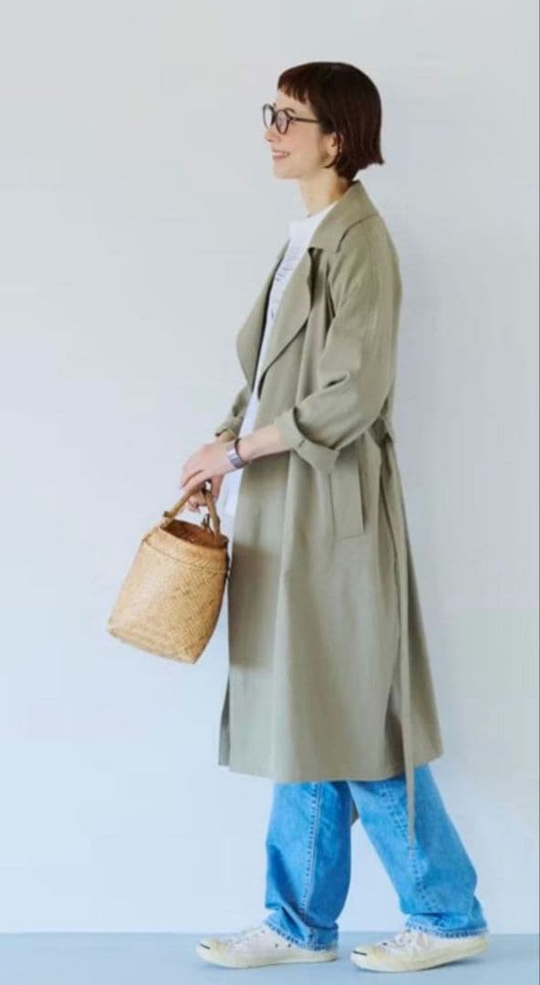 【美品】北欧暮らしの道具店 香菜子さんとつくった着回し頼れるコート ライトカーキ