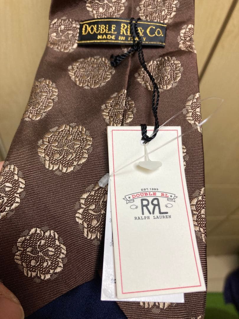RRL小紋柄ブラウンネクタイ