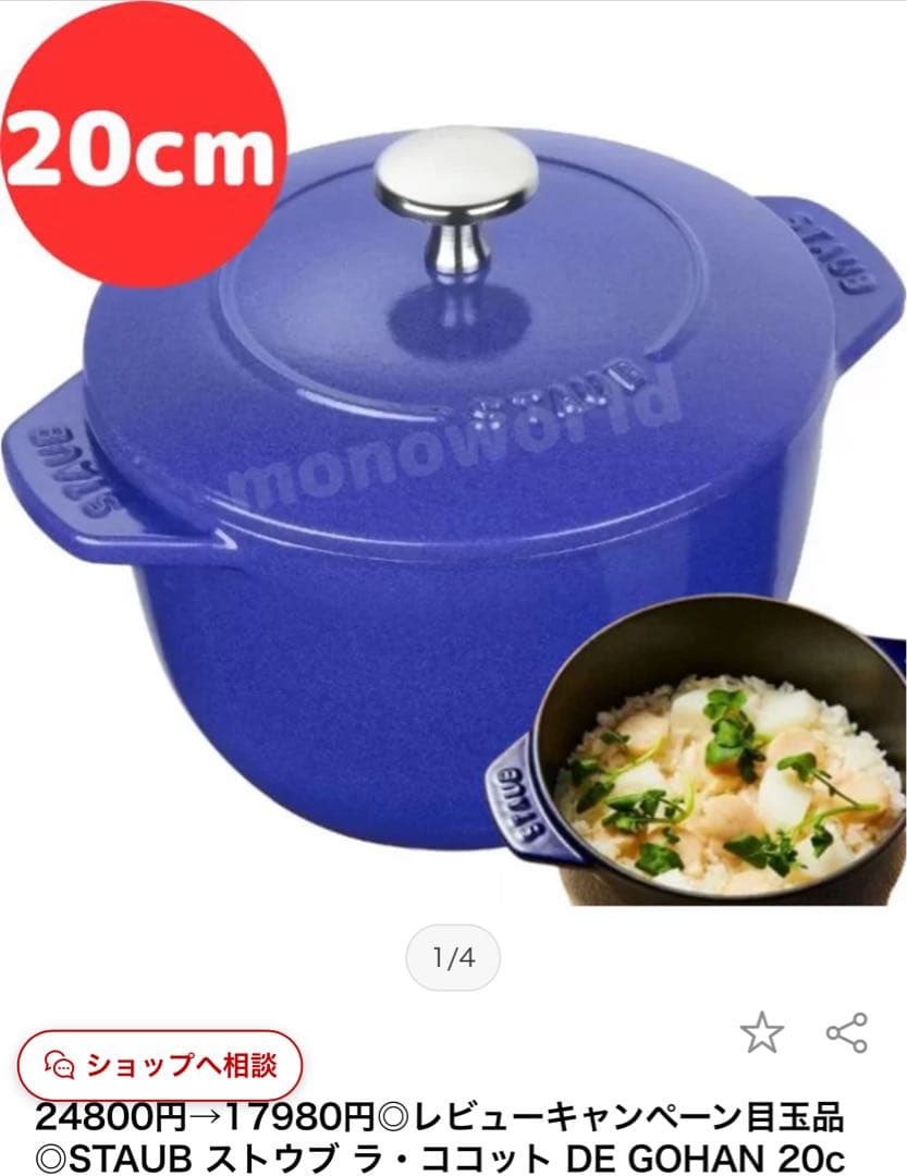 Staub 両手鍋 ラココット　DE GOHAN 20