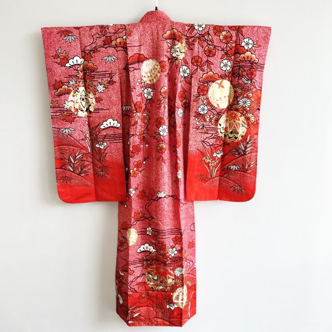 セット　七五三７歳女の子　小物　赤地　化繊　赤系　52324