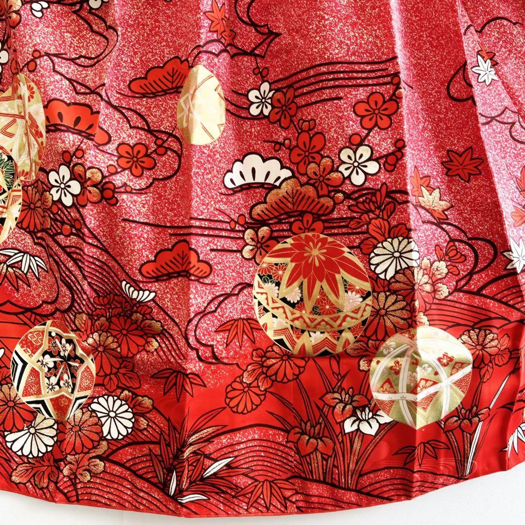 セット　七五三７歳女の子　小物　赤地　化繊　赤系　52324