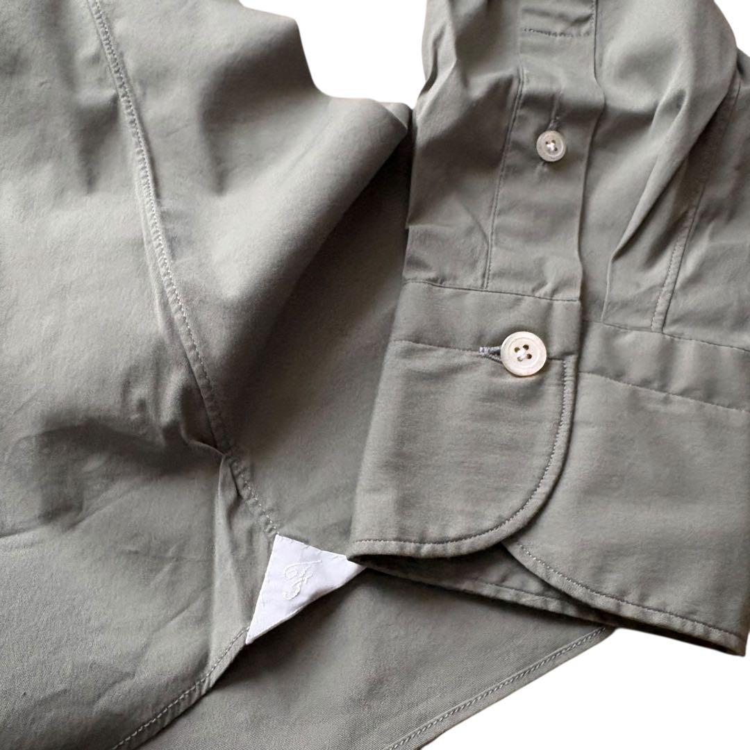 未使用/4.6万円/Finamore/オリーブ/ストレッチコットンシャツ