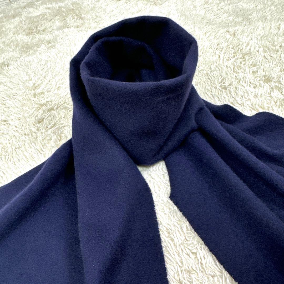 dunhill✨カシミヤ100% マフラー　ロゴ刺繍　ネイビー　スコットランド製