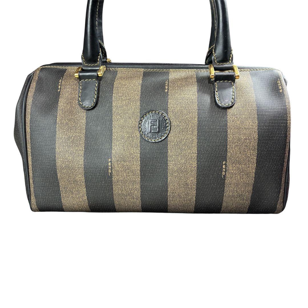 美品✨ FENDI フェンディ ミニボストン ペカン ブラックロゴ