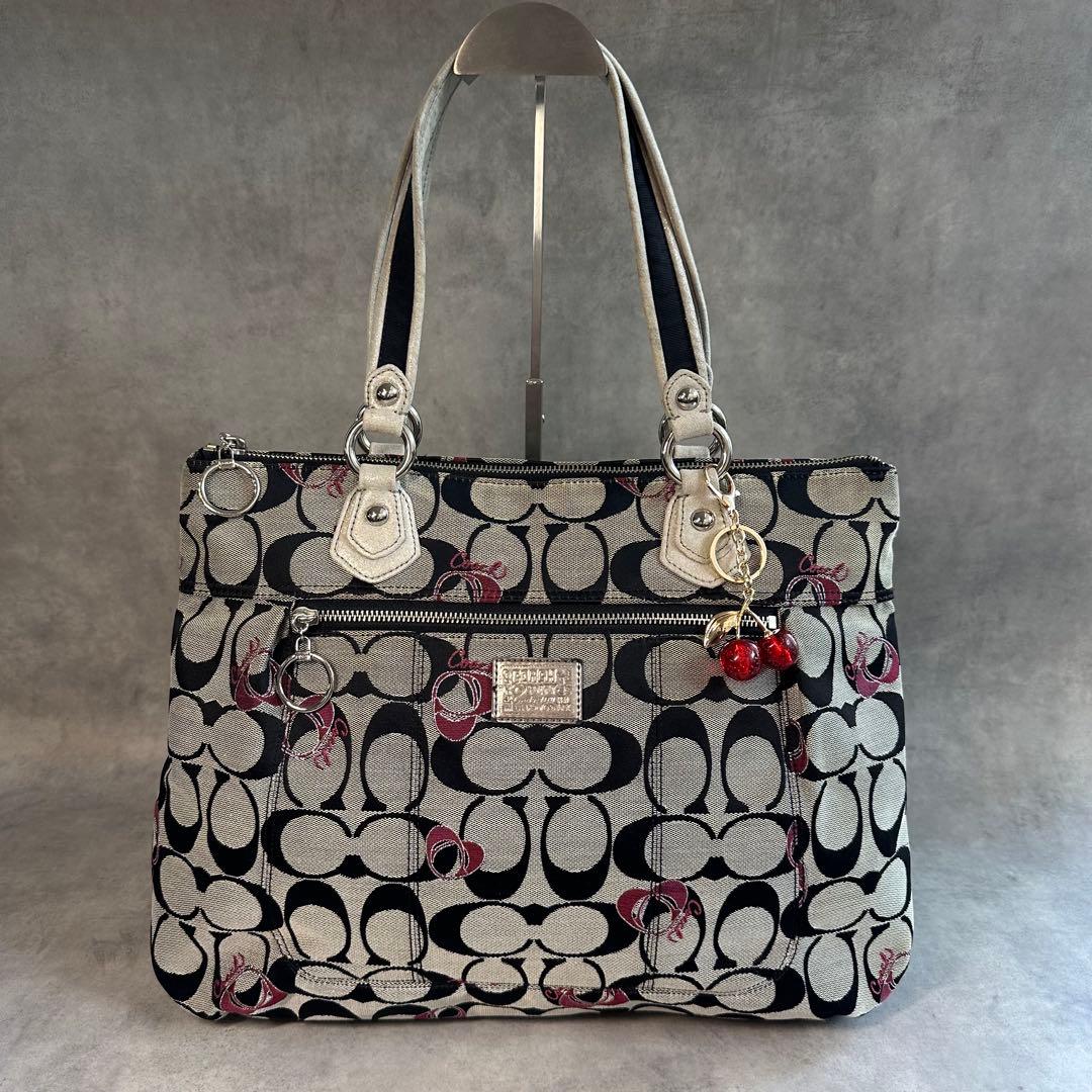 バッグ Y2K COACH Poppy Gram Signature Tote Bag