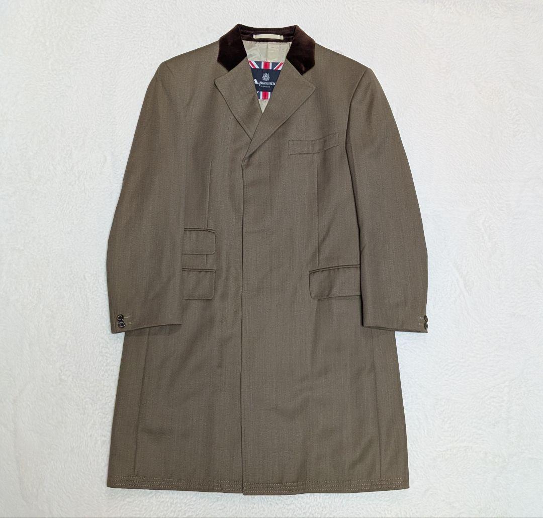 ✨極美品 アクアスキュータム　比翼チェスターコート　ベルベット　ロング　ブラウン