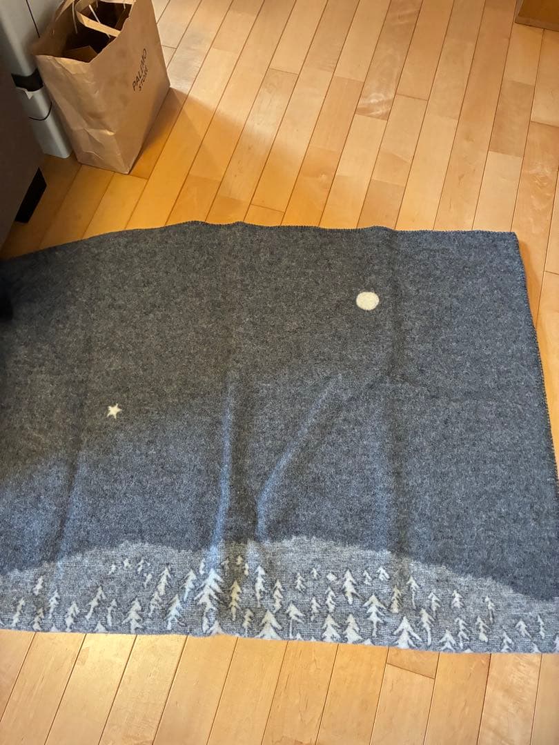 美品KLIPPAN✕mina perhonen 　ウールブランケット　グレー