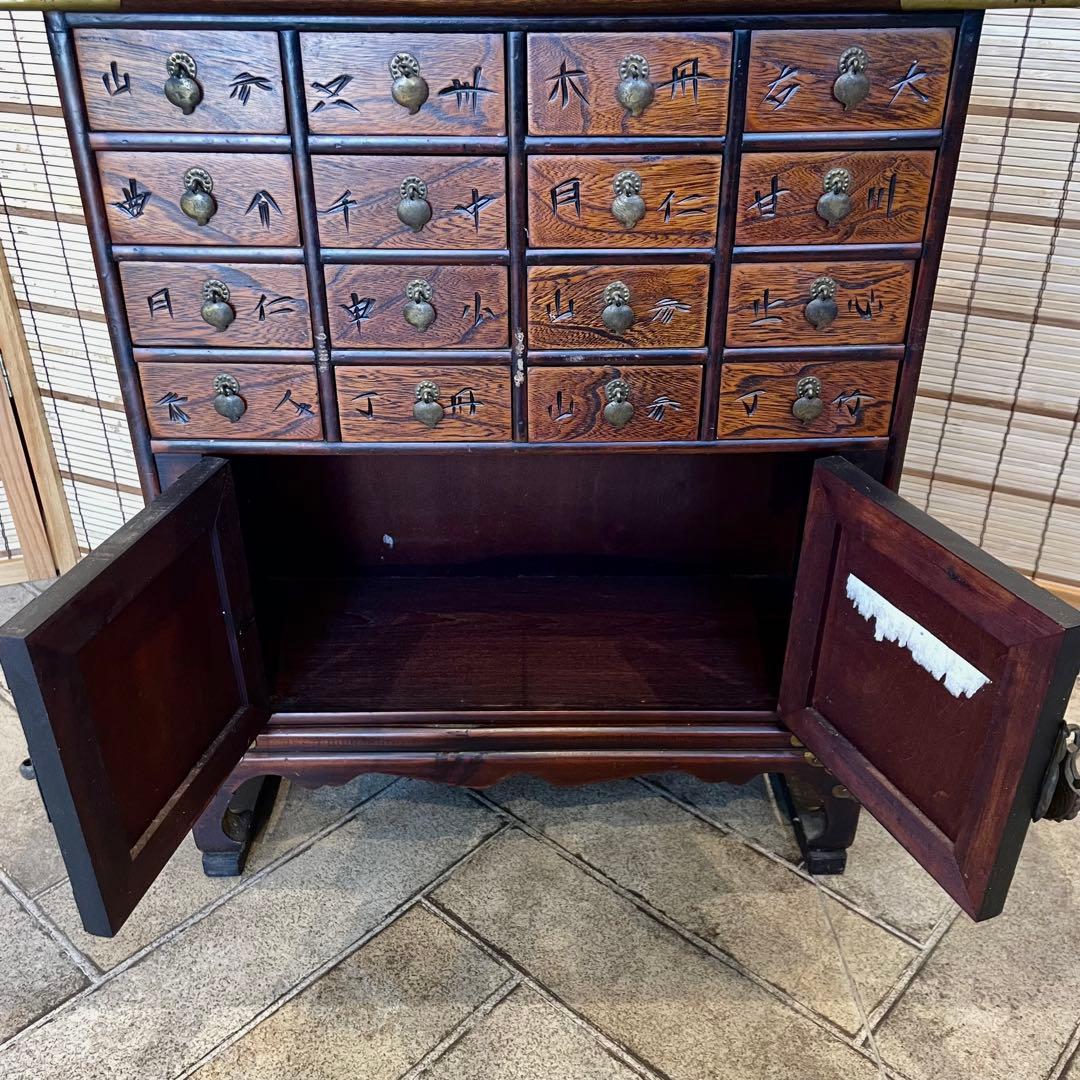 古美術 李朝家具 薬箪笥 ヤクジャン 引き出し 戸棚 レトロ 木製 アンティーク