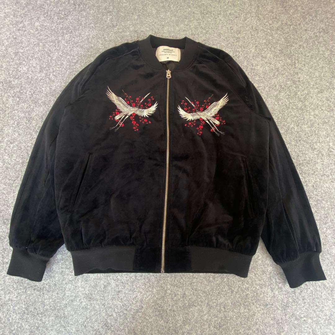UNDERAIR アンダーエアー スカジャン XL 刺繍ロゴ ベロア Y2K
