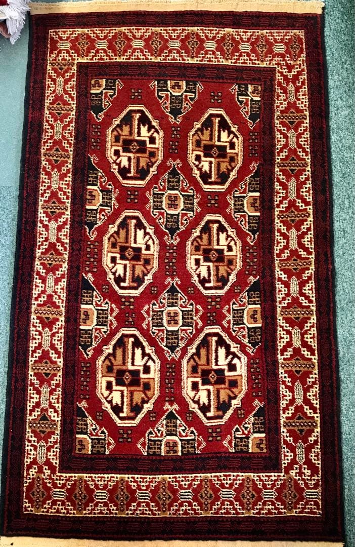 ペルシャトルクメンウールラグ/サイズ:85x150cm…。 ..m53。