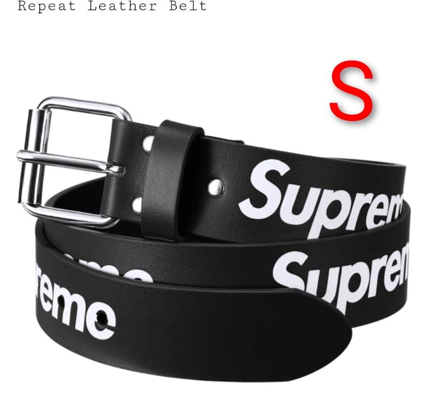 小物 Supreme Repeat Leather Belt BLACK S