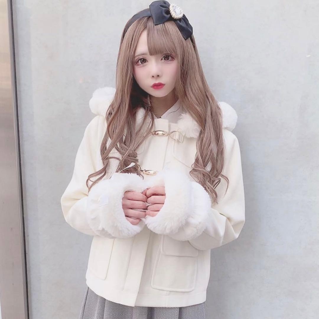 MARS 袖ファーリボンフード付きショートコート