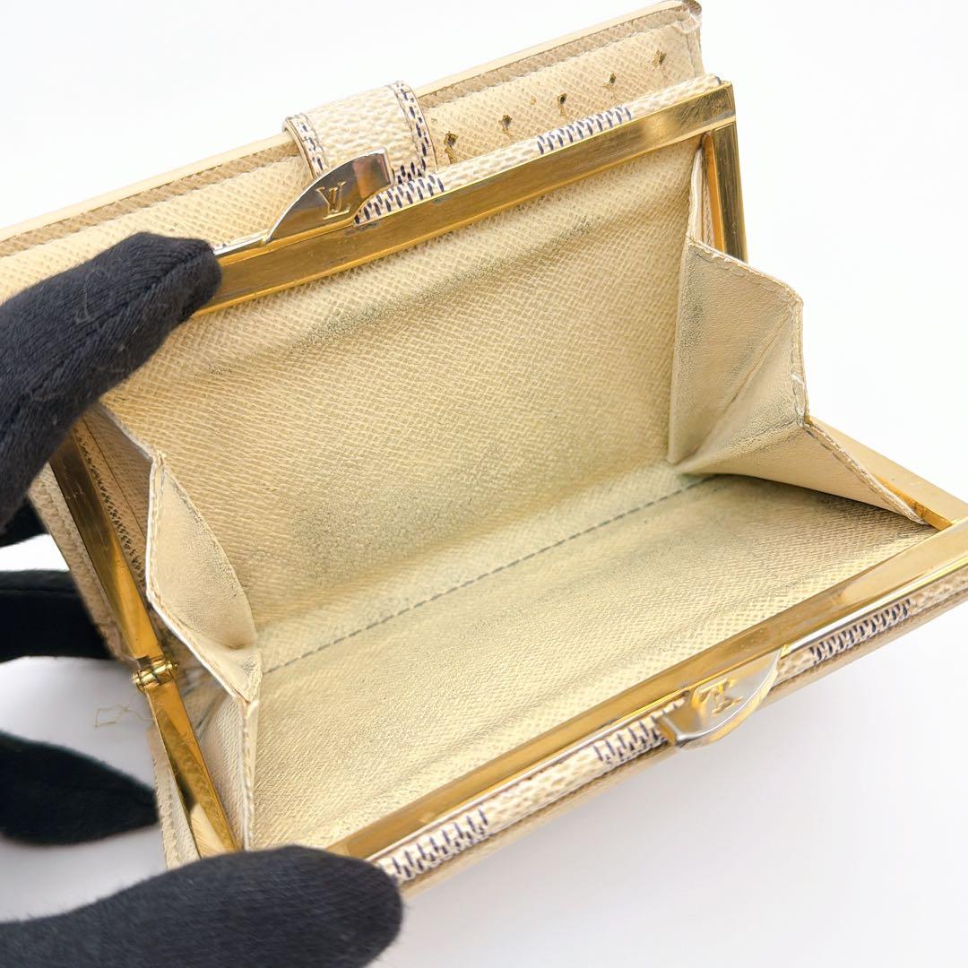 ルイヴィトン ポルトフォイユ ヴィエノワ ダミエアズール 折り財布 がま口 白色