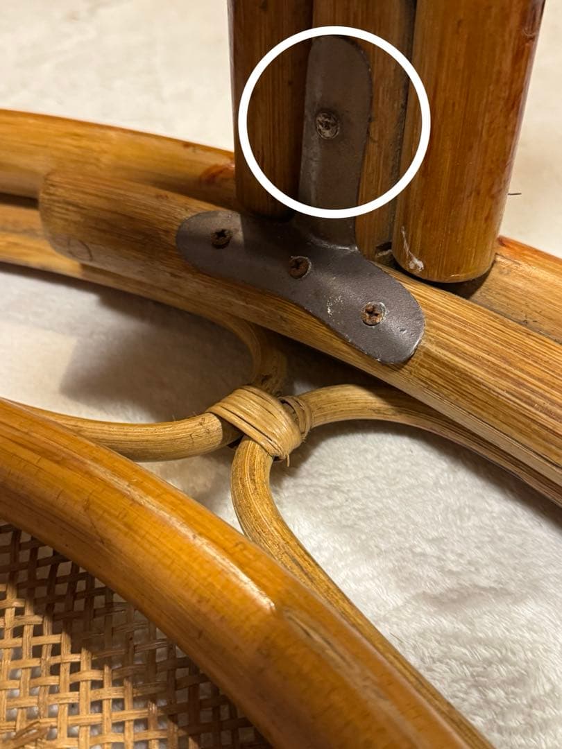 昭和レトロ　ラタン ガラステーブル 籐 　座卓　円卓　ヴィンテージ おしゃれ