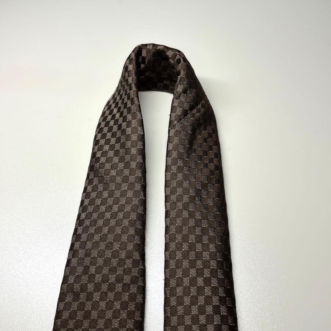 ルイヴィトン LV マイクロダミエ ネクタイ ブラウン ビジネス フォーマル
