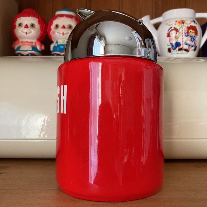 激レア　アメリカンカントリー　めちゃくちゃ可愛い灰皿　トラッシュ　ロゴ　赤　白