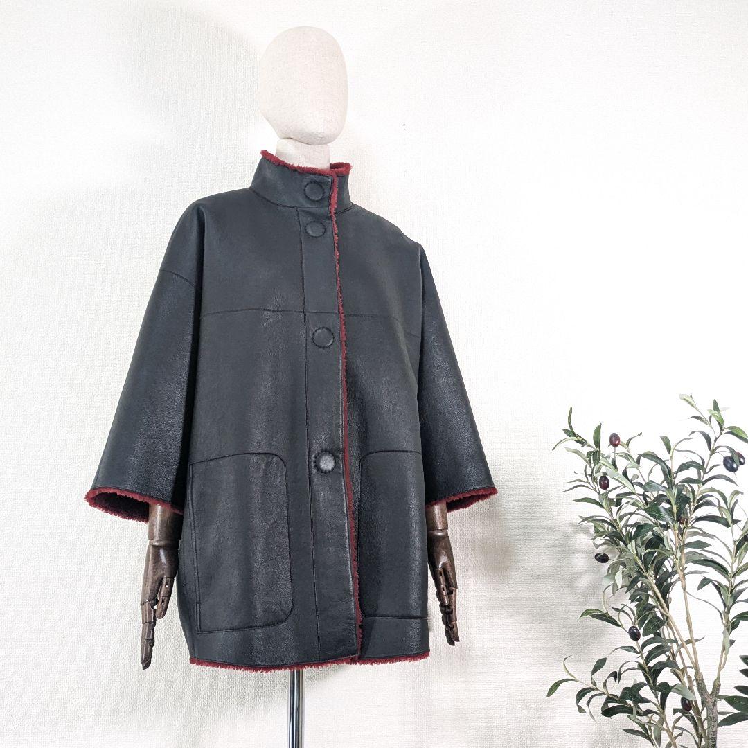 美品　AKRIS　アクリス　リアルファー　レザーコート　リバーシブルコート