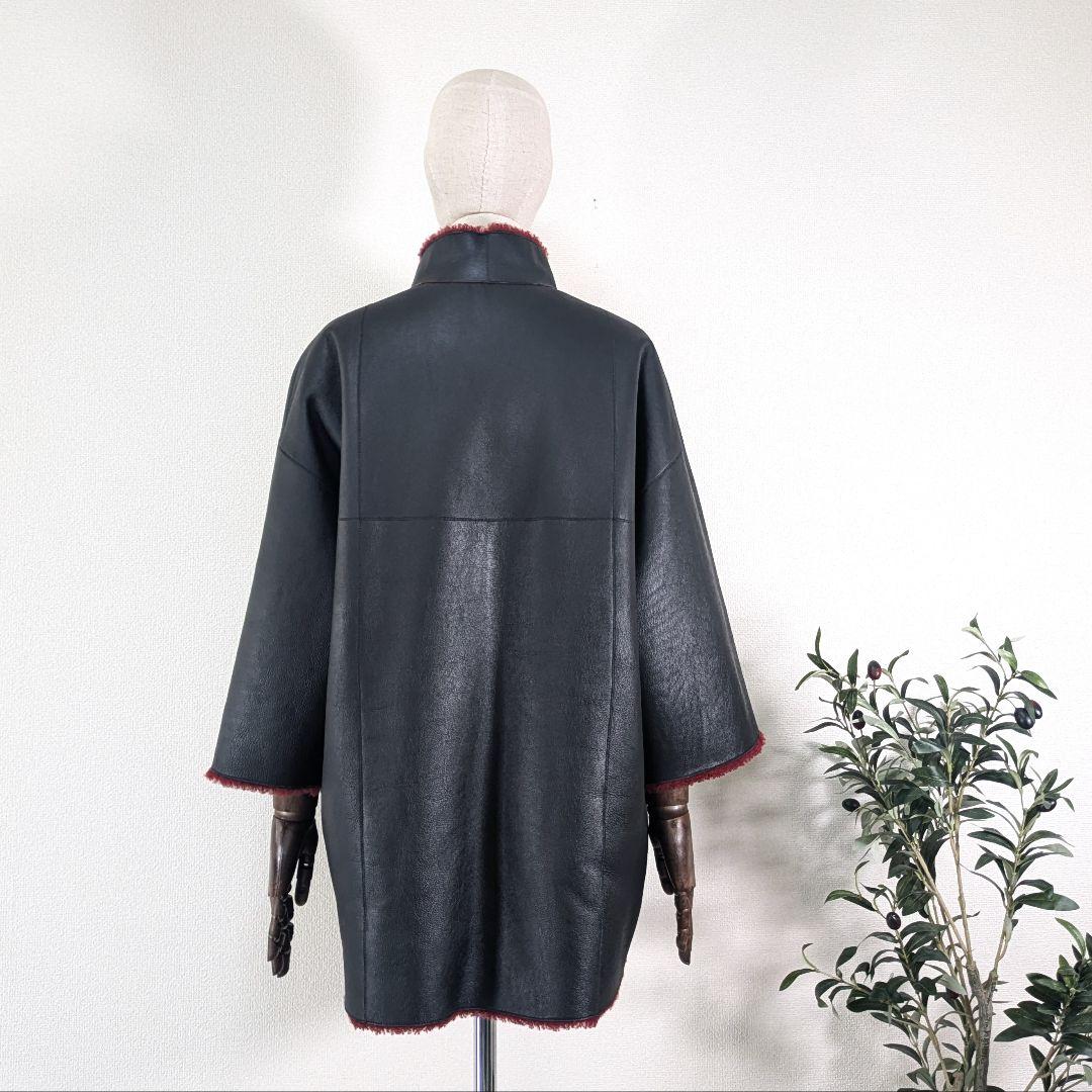 美品　AKRIS　アクリス　リアルファー　レザーコート　リバーシブルコート