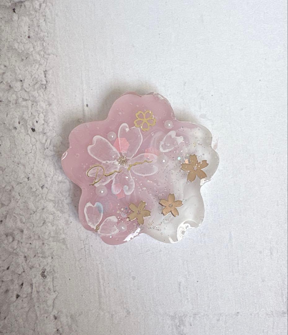 手描きレジン　ハンドメイド　ヘアゴム