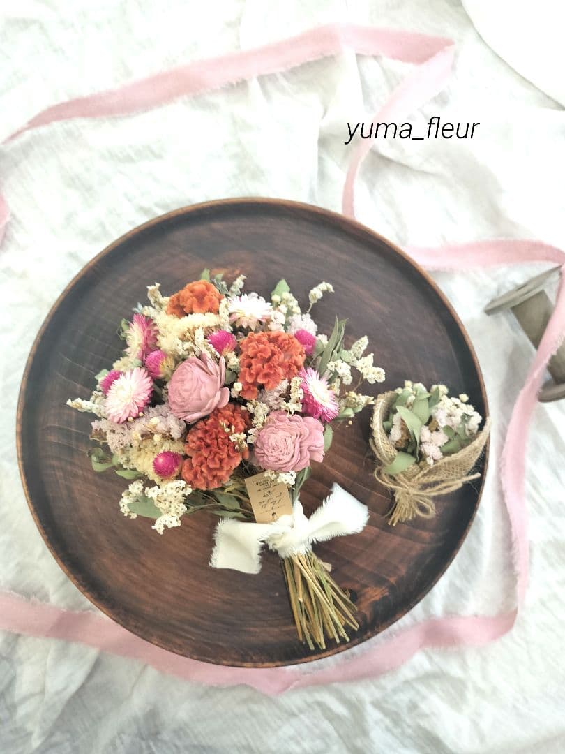 秋色ピンク❁ドライフラワースワッグ