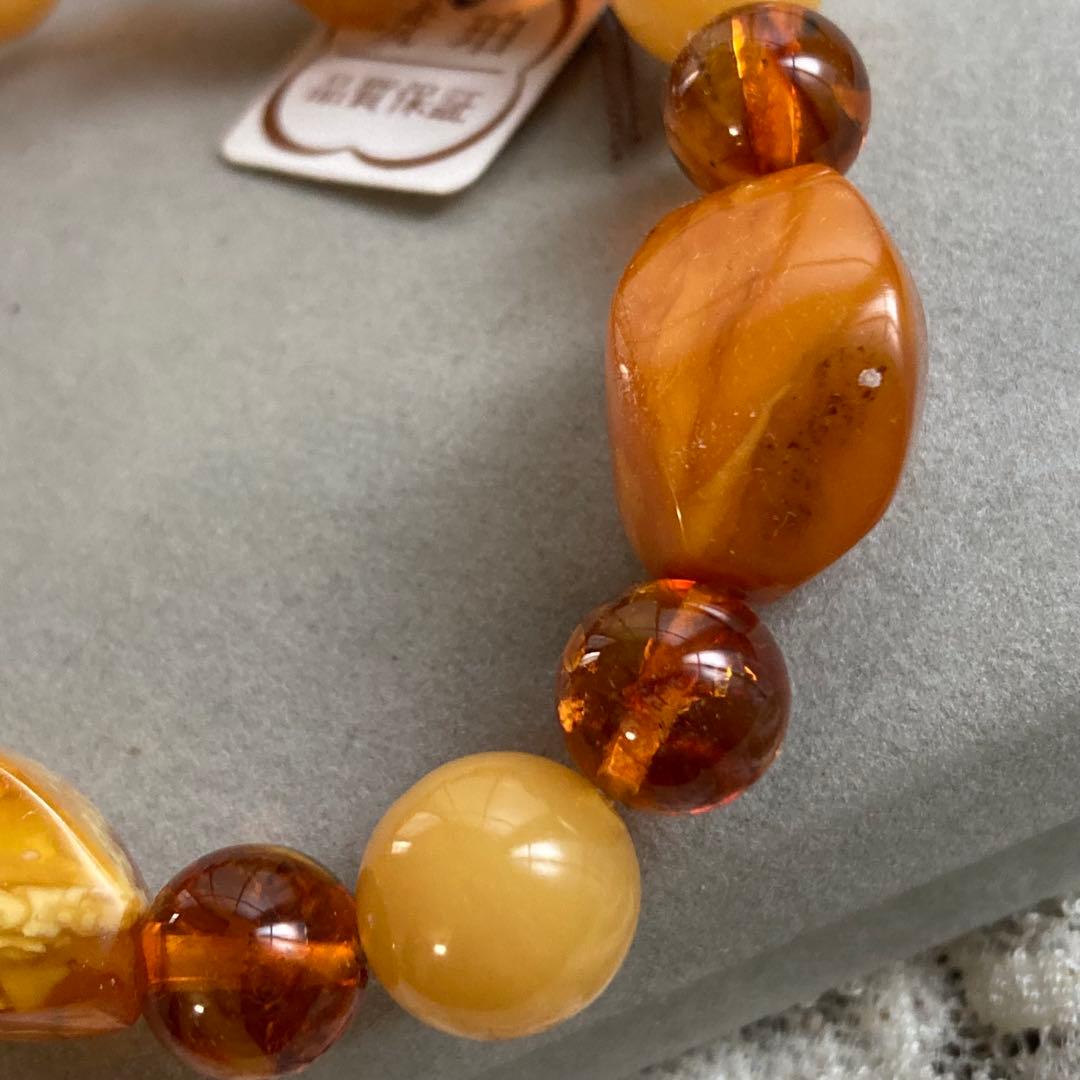 【H1756】琥珀 ブレスレット ボリュームがあります　新品未使用