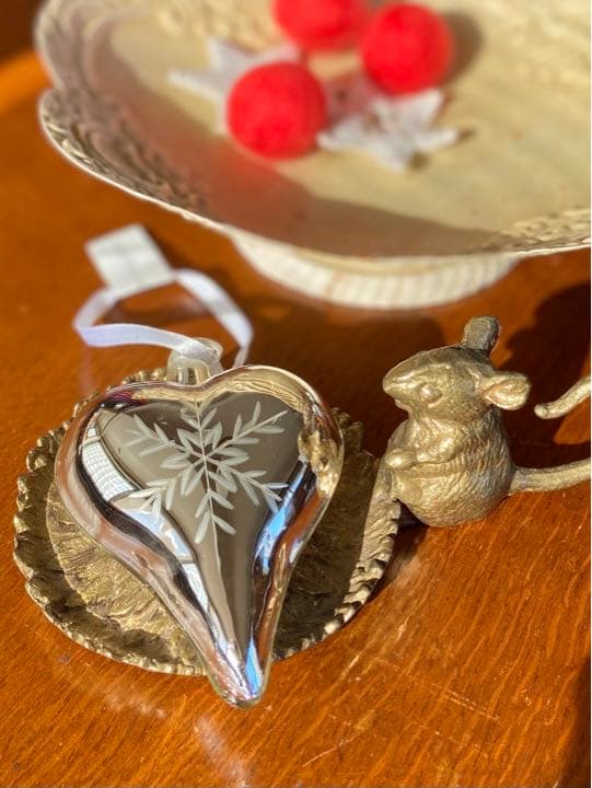 英国製＊ハート型ガラスオーナメント×6個(タグ付き)