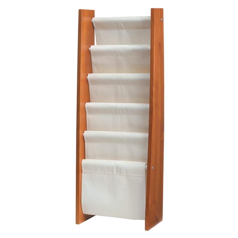 マガジンラックS スリム　5段　本棚　収納　絵本　木製　北欧風　帆布