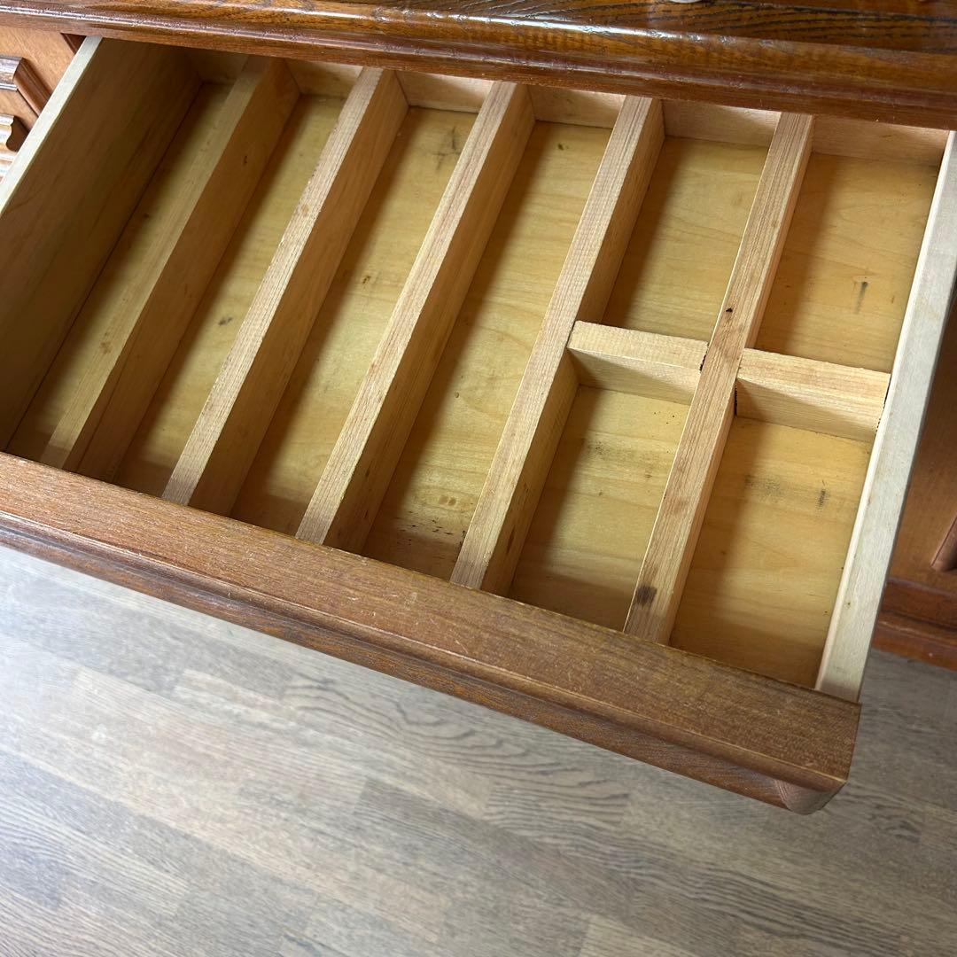 木製食器棚 ガラス扉付き 引き出し付き