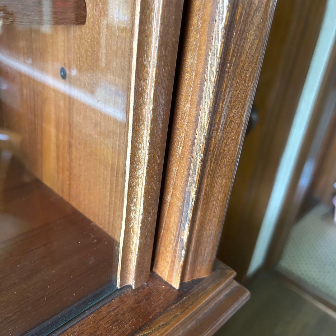 木製食器棚 ガラス扉付き 引き出し付き