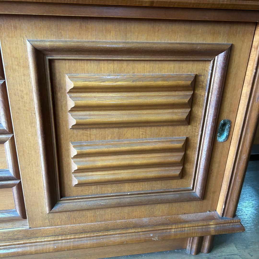 木製食器棚 ガラス扉付き 引き出し付き