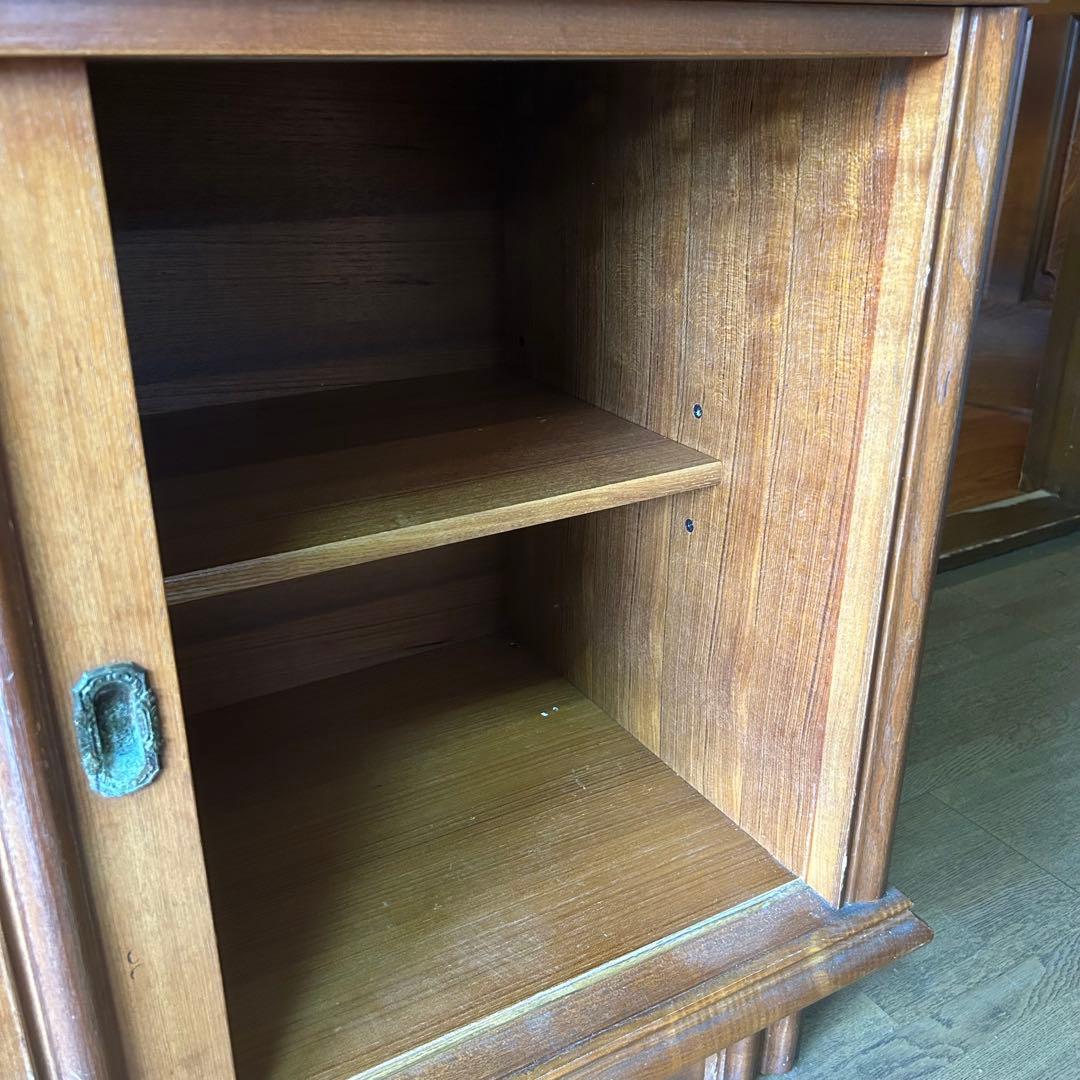 木製食器棚 ガラス扉付き 引き出し付き