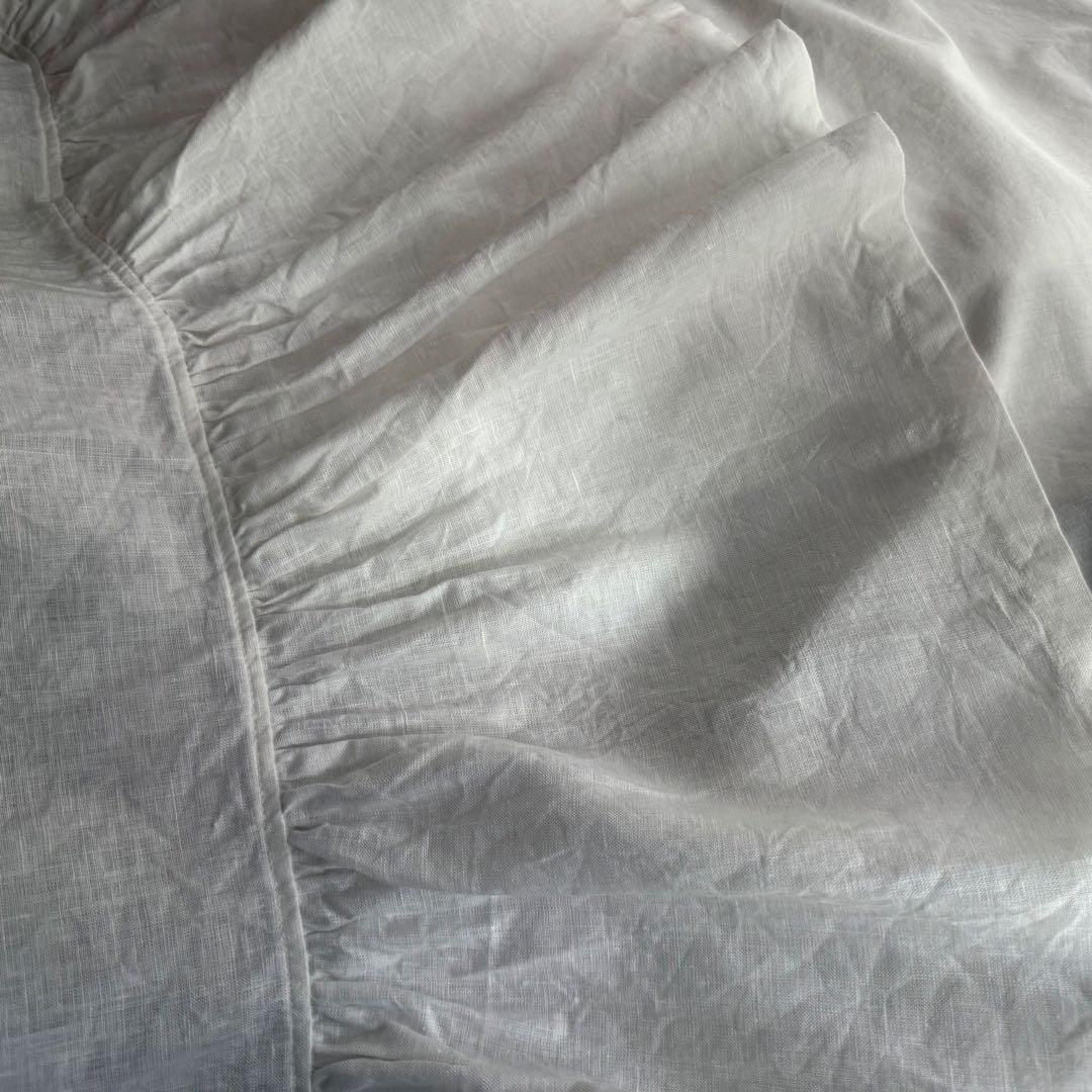 ホワイトリネンナチュラルフリルカーテンஐ⋆*ドイリー付き