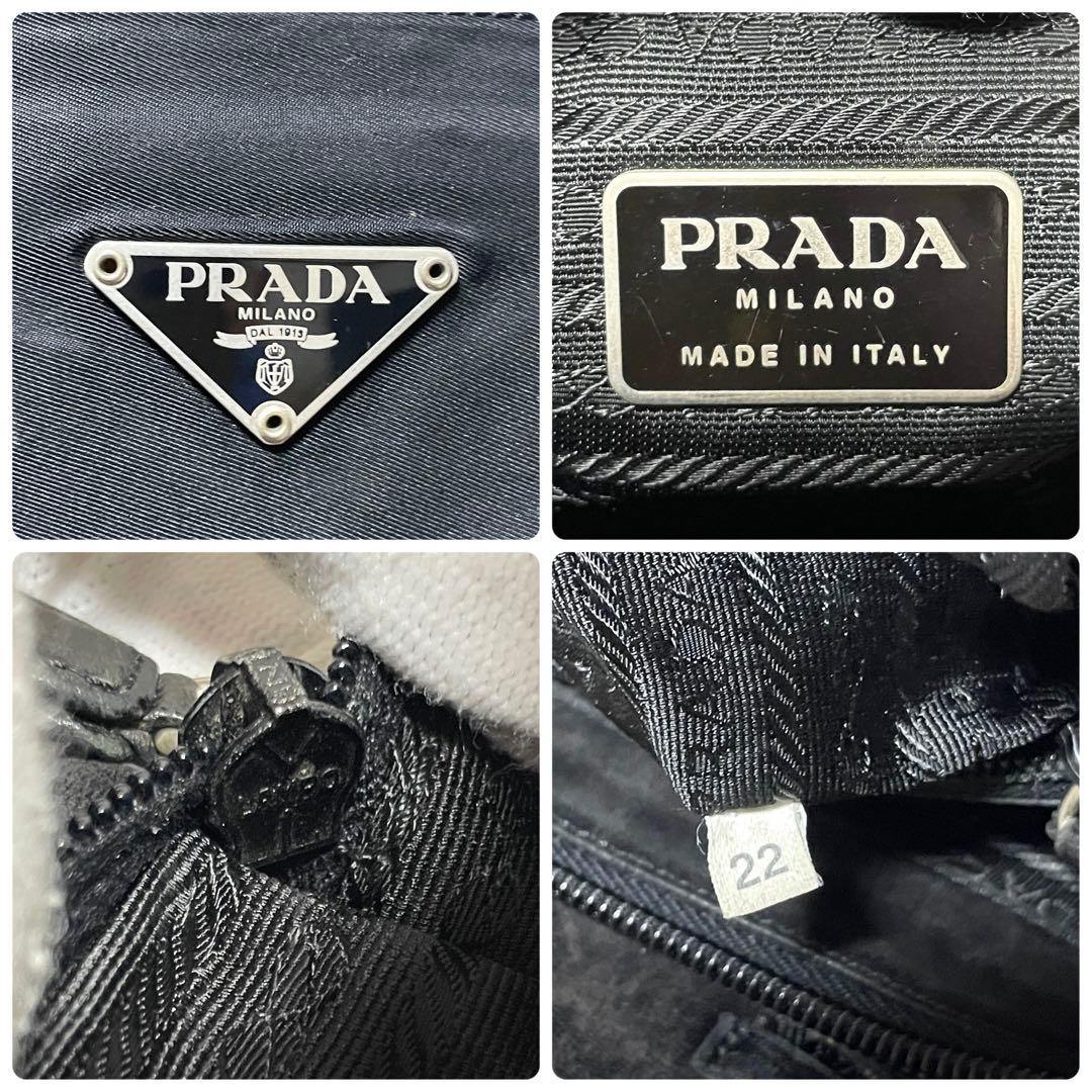 【良品】PRADA プラダ　トートバッグ　ナイロン　レザー　ブラック　黒　肩掛け