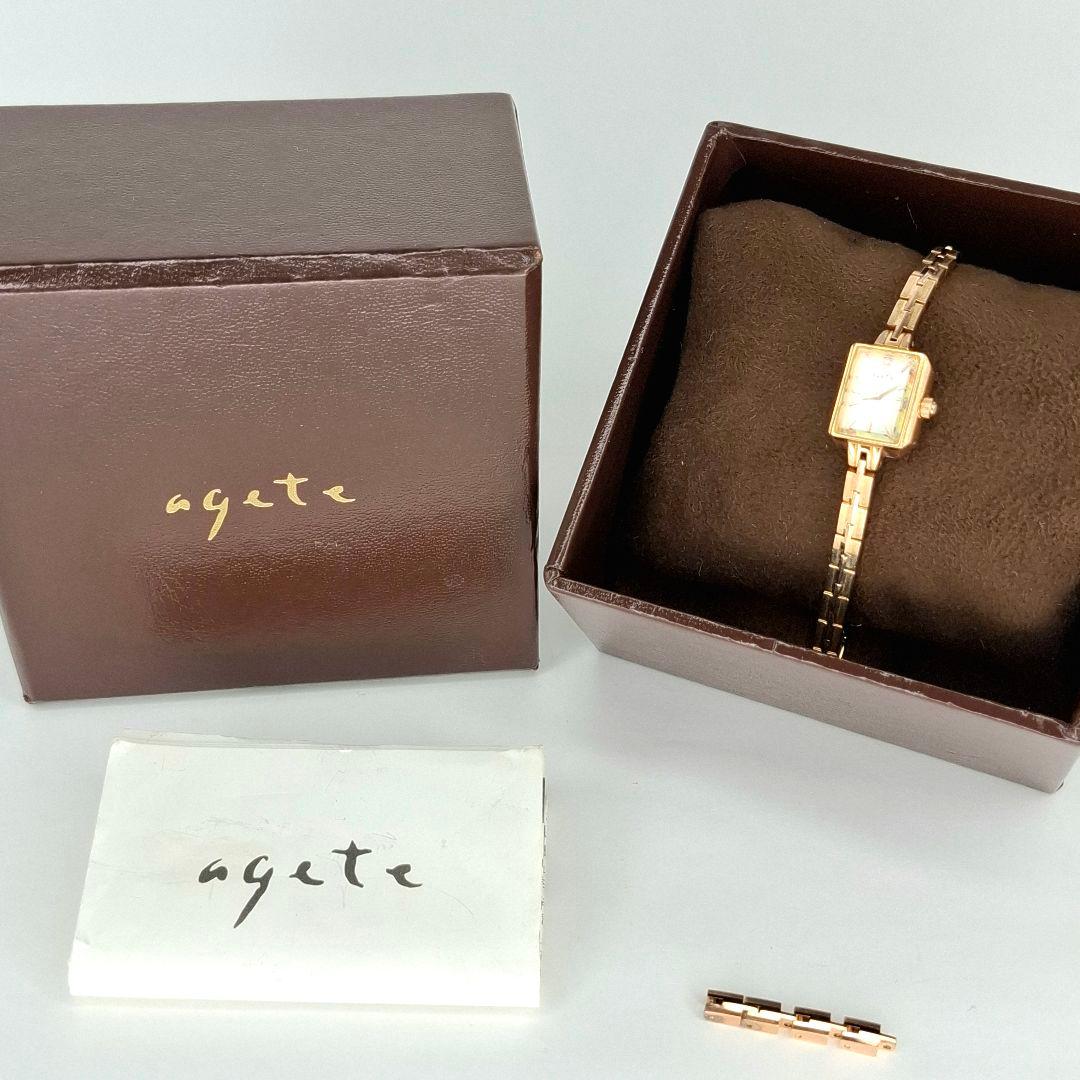 ✨箱付 アガット agete 0.02ct ダイヤ ピンクゴールド シェル文字盤