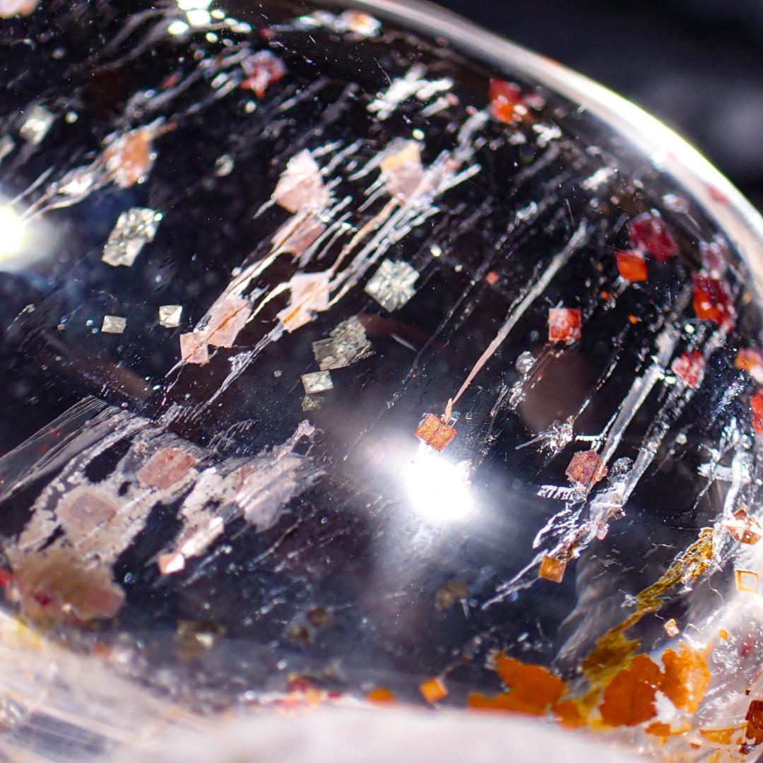 天然石 パイライトインクォーツ 2 結晶 水晶 原石 丸玉 鉱物 パワーストーン