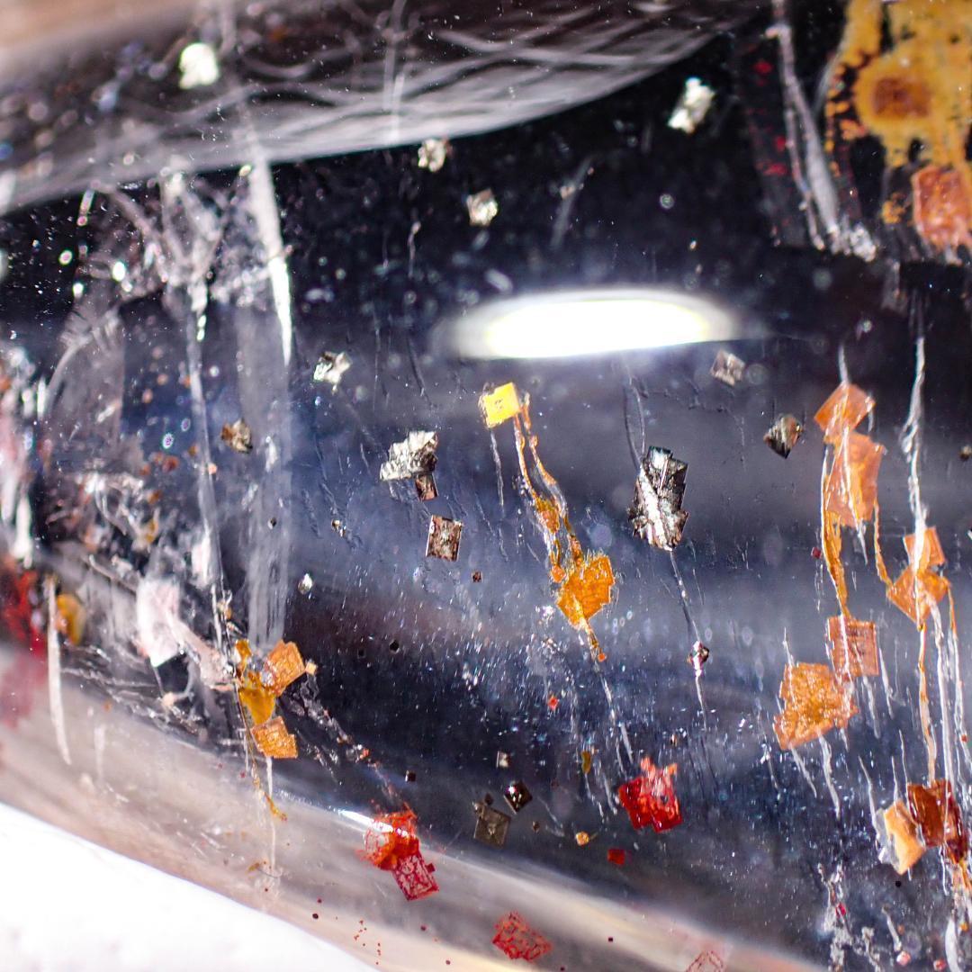 天然石 パイライトインクォーツ 2 結晶 水晶 原石 丸玉 鉱物 パワーストーン