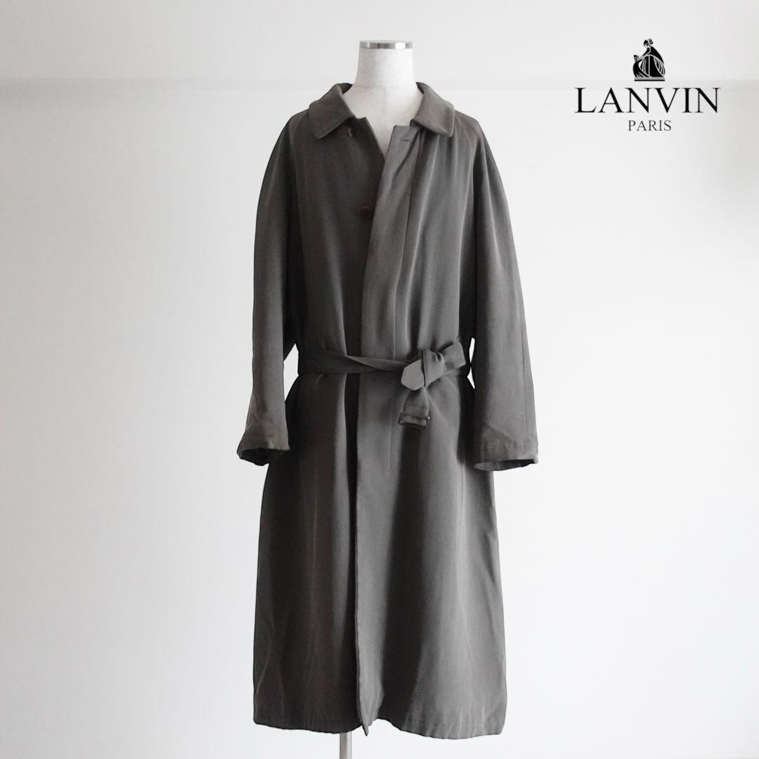 1990s LANVIN Paris レーヨンウールギャバジン　ベルテッドコート