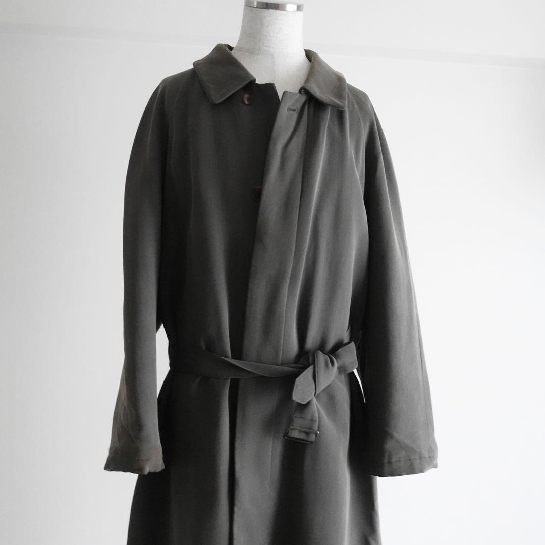 1990s LANVIN Paris レーヨンウールギャバジン　ベルテッドコート