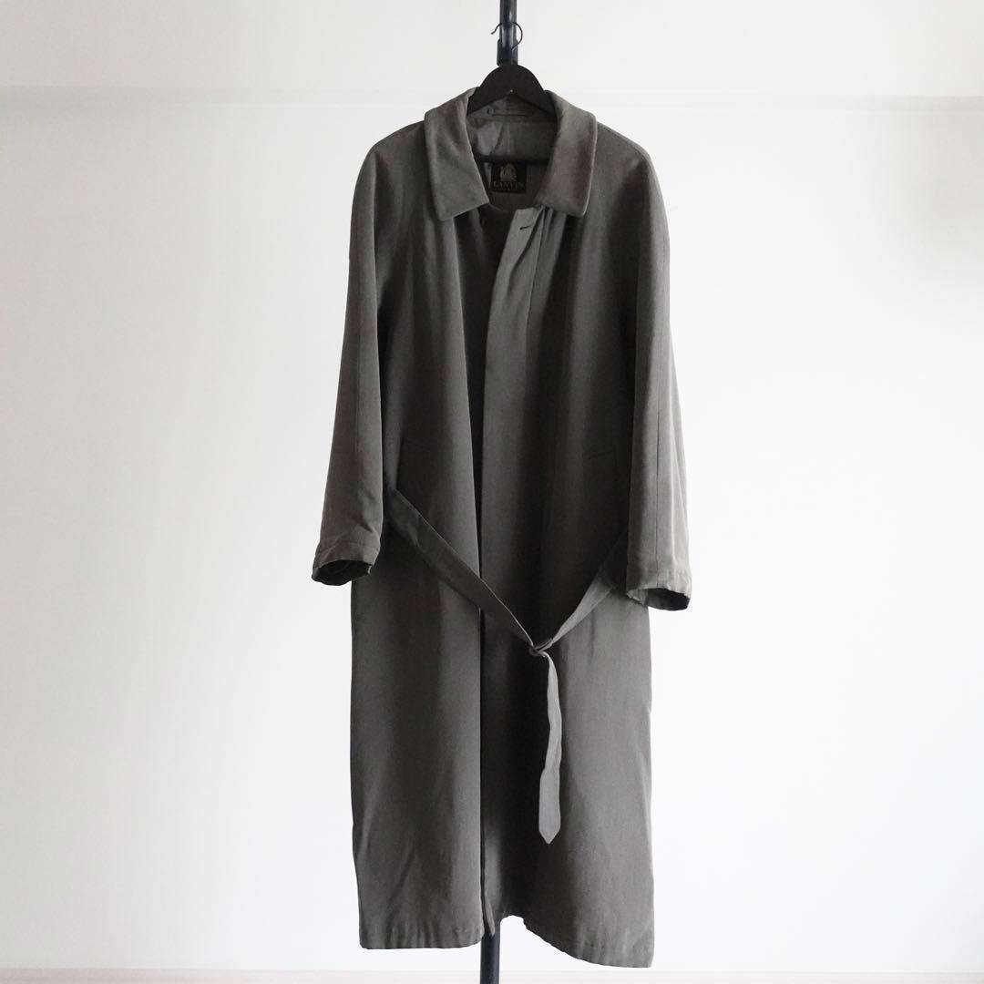 1990s LANVIN Paris レーヨンウールギャバジン　ベルテッドコート