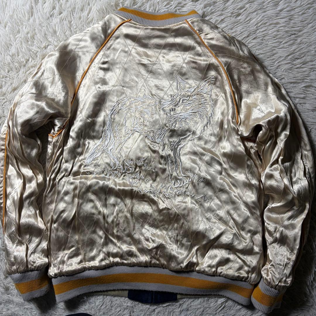 メ*4様 美品■DENIME スカジャン　リバーシブル　別珍　刺繍　鷹　狼　ウル