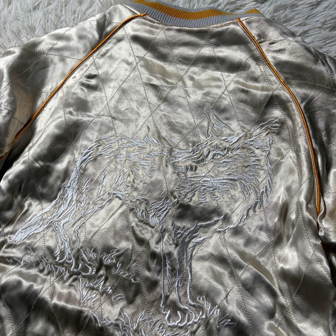 メ*4様 美品■DENIME スカジャン　リバーシブル　別珍　刺繍　鷹　狼　ウル