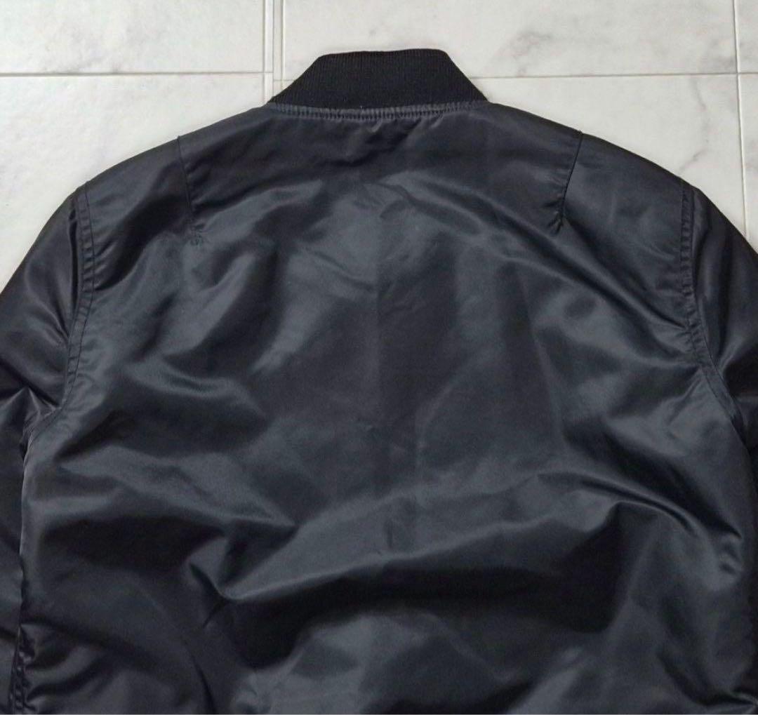 【美品】Schott MA-1 フライトジャケット ロゴ刺繍 ワッペン 黒 M