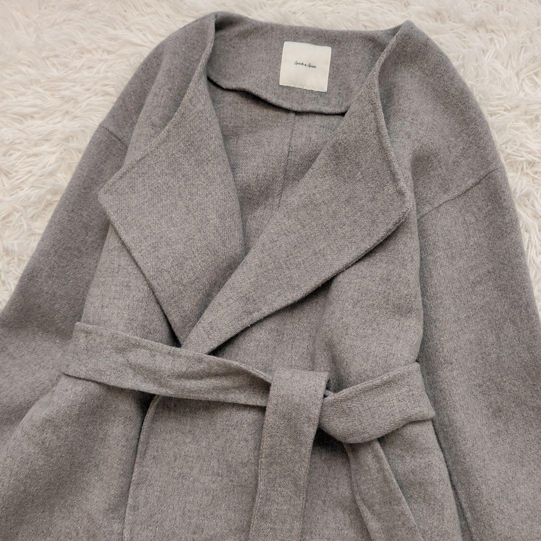 近年 スピックアンドスパン ビーバーフォールドラペルコート 36 グレー