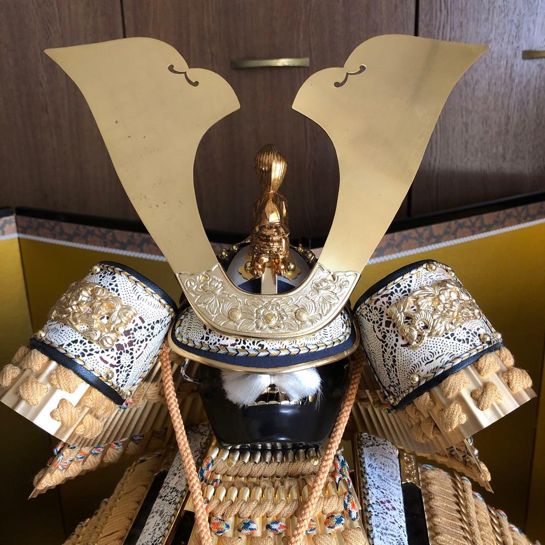 【久月】五月人形　鎧兜　正絹　緋縅之大鍬型大鎧