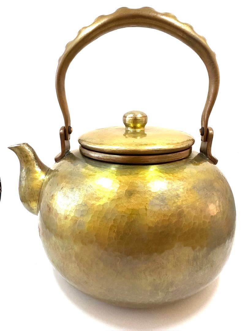 真鍮製金色やかん　島倉堂 鎚起銅器 湯沸かし 金色 2L 茶道具 金属工芸 燕市